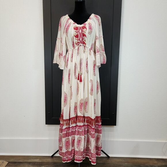 Dresses & Skirts - Anthropologie Me 2 Magic Womens Boho Maxi Dress Red/Gold SZ L